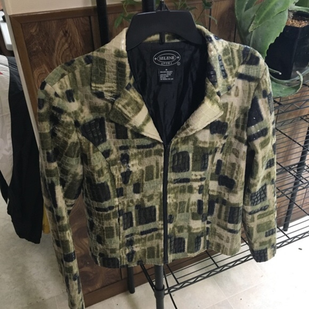 Faux Crocodile Skin Selene Sport green jacket